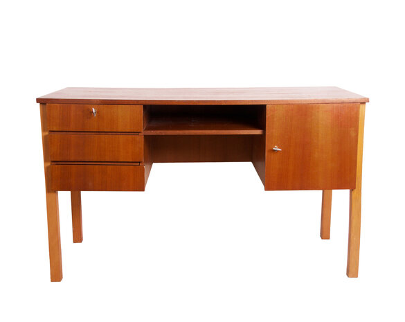 Vintage teakhouten bureau