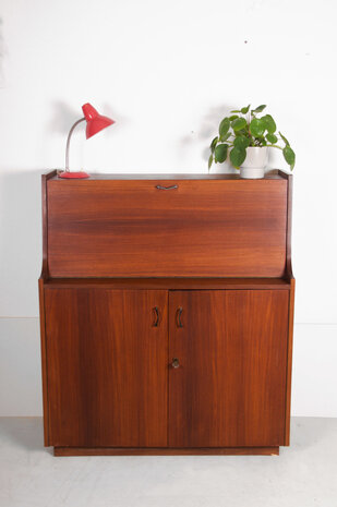 Vintage teakhouten secretaire