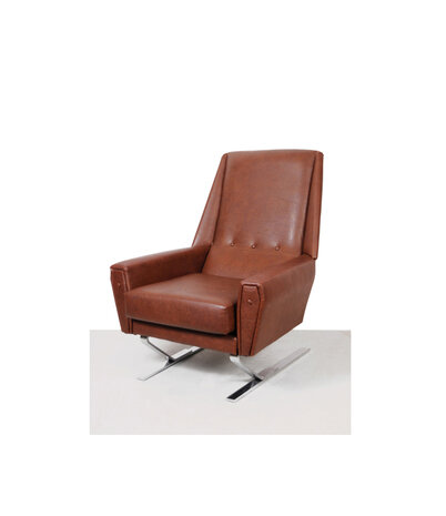 Vintage fauteuil bruin skai