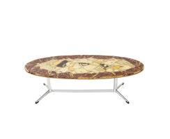 VERKOCHT Vintage salontafel met blad van natuursteen