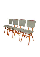 VERKOCHT Set vintage eetkamer stoelen opnieuw gestoffeerd