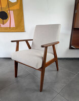 VERKOCHT . Vintage jaren 60 fauteuil opnieuw gestoffeerd