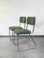 NIEUW . Set vintage buisframe stoelen opnieuw gestoffeerd
