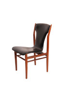 VERKOCHT Vintage eetkamer stoel met zwart skai